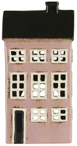 Nyhavn hus til fyrfadslys lyserød med sort dør fra Ib Laursen - Tinashjem